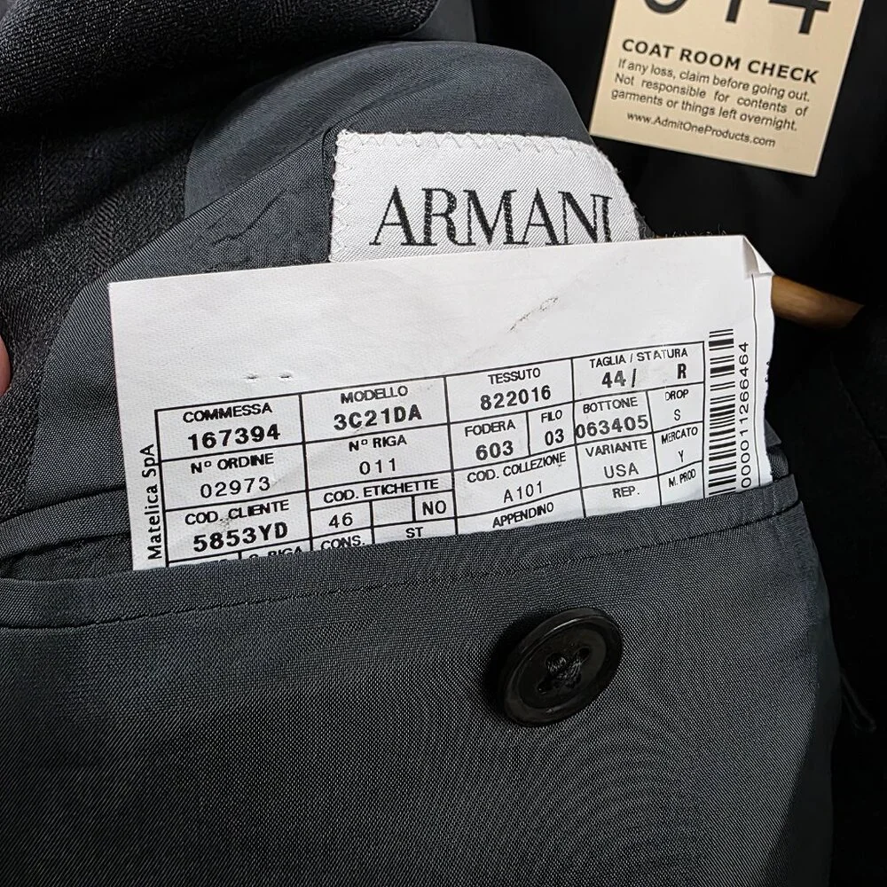 Armani Collezioni 44R Gray Blazer Sport Coat Jacket 2-Button Check T914